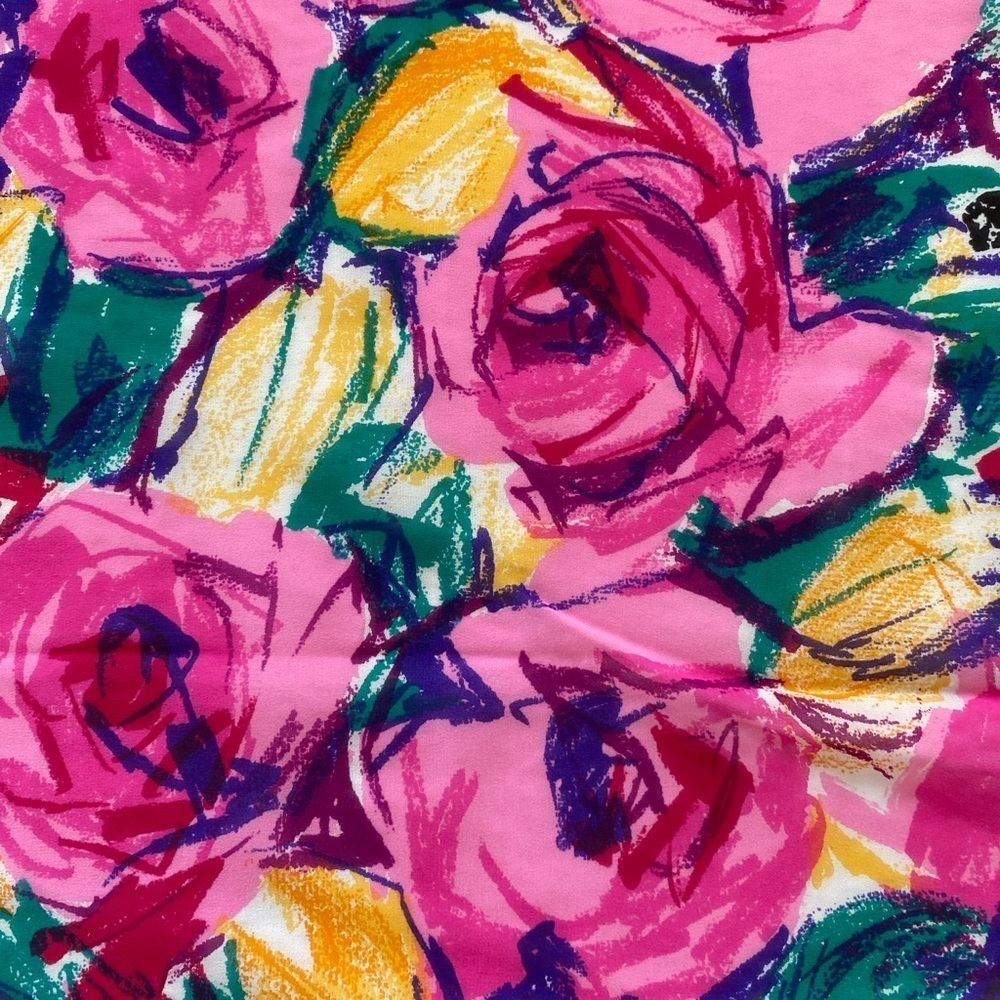 Scarf Chiffon Square Pink Black Hand-rolled Edge 33.5”